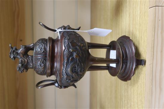 A Chinese bronze koro and cover height 29cm